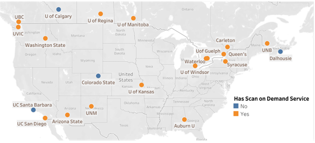 a map showing the libraries included in the scan