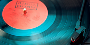 An image of a record on a turntable
