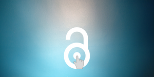open access icon an a blue and teal background